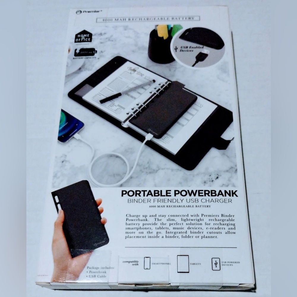 Portable Powerbank Binder Friendly USB Charger 4000 mAh Rechargeable Battery